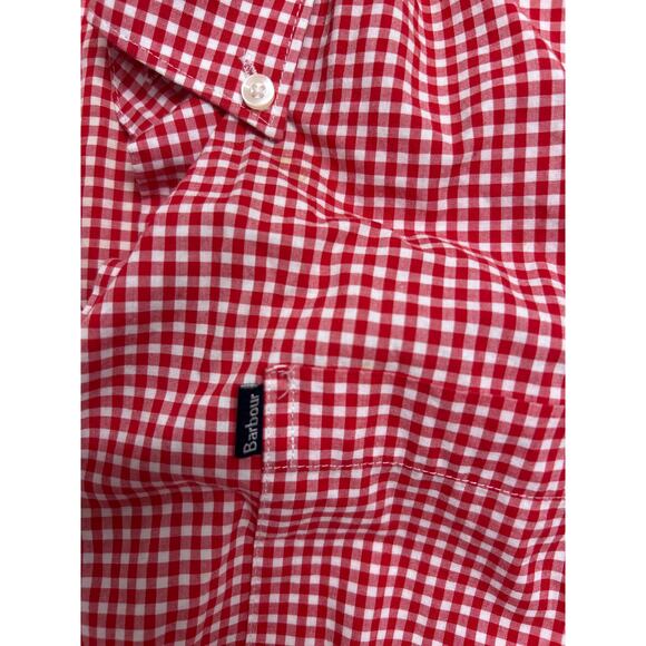 BARBOUR MEN'S STAPELTON RED/WHITE CHECK L/S SHIRT Size S. Tailored Fit - Picture 4 of 6
